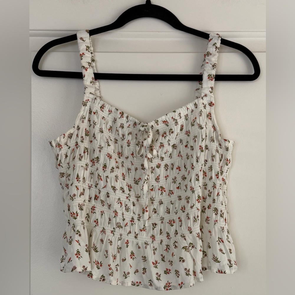 Suite 2939 Off White Floral Smocked Tank/Cropped Top